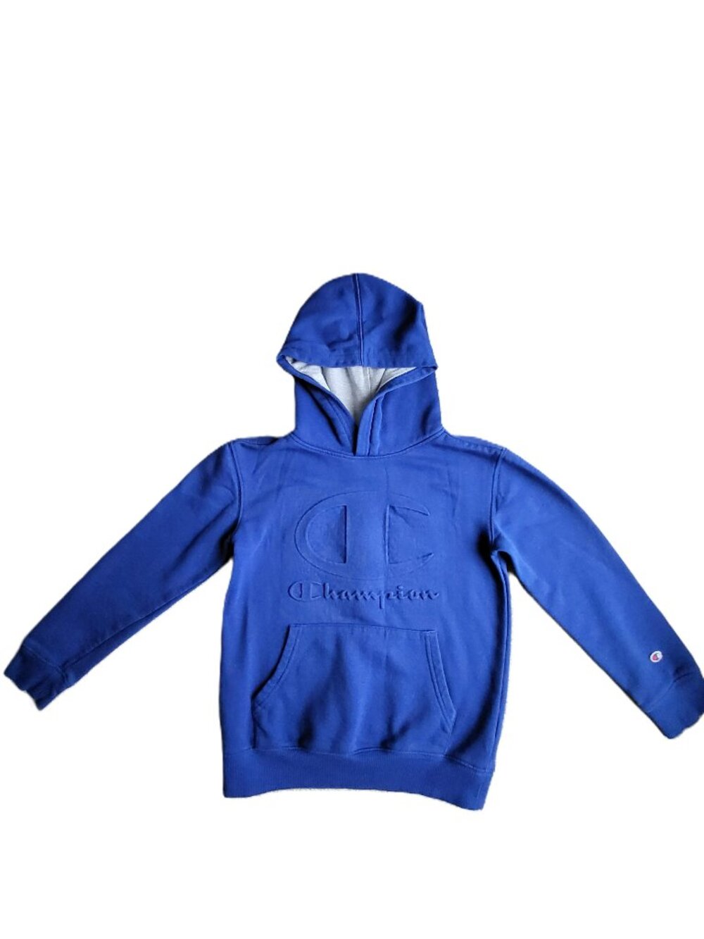 Champion Kids Boys Blue Pullover Hoodie Youth Size S 7/8 Embossed Logo
